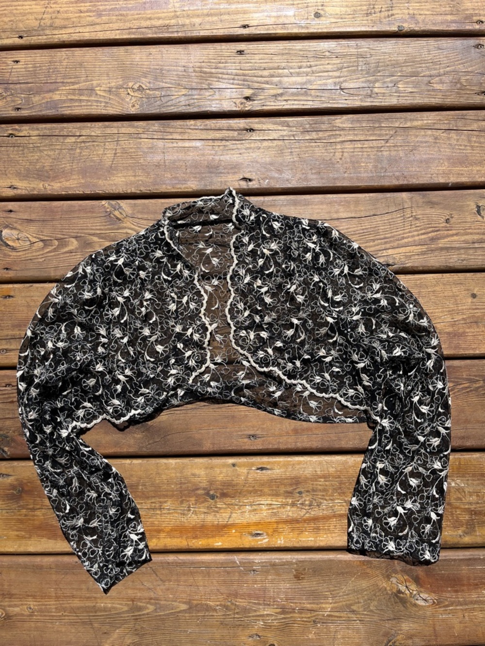 Sparkly black floral print open front cardigan